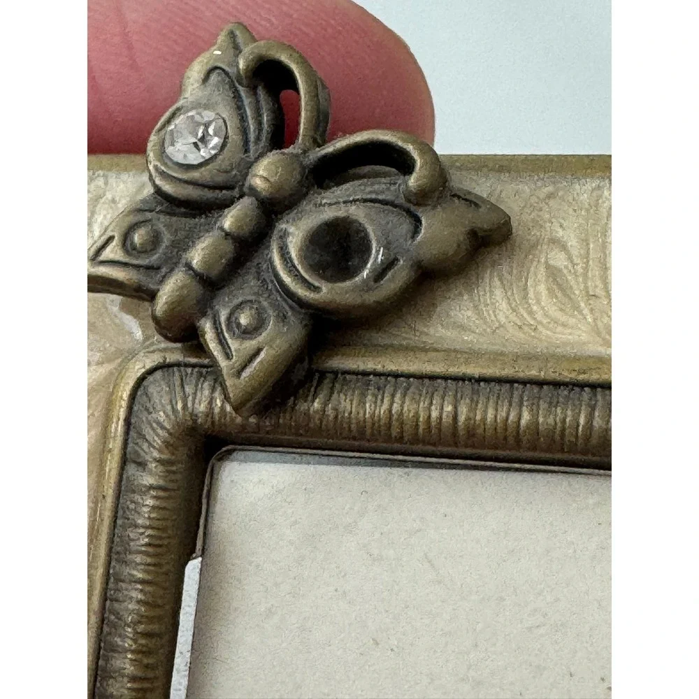 Jay Strongwater‎ Butterfly Mini Picture Frame Cream Enamel Swarovski Crystal NM